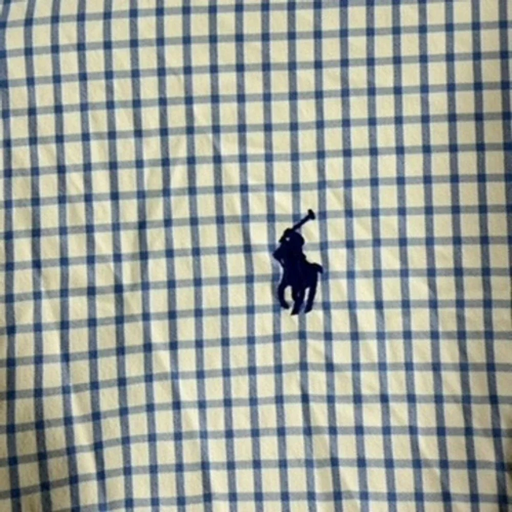 Polo Ralph Lauren Performance Gingham Button Down Shirt Blue White Mens Small